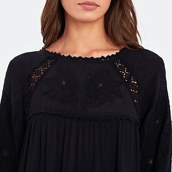 ❌SOLD❌ FREE PEOPLE Mini Dress Piece of Your Heart Tiered Beautiful Black Lace 🖤 - Picture 5 of 15